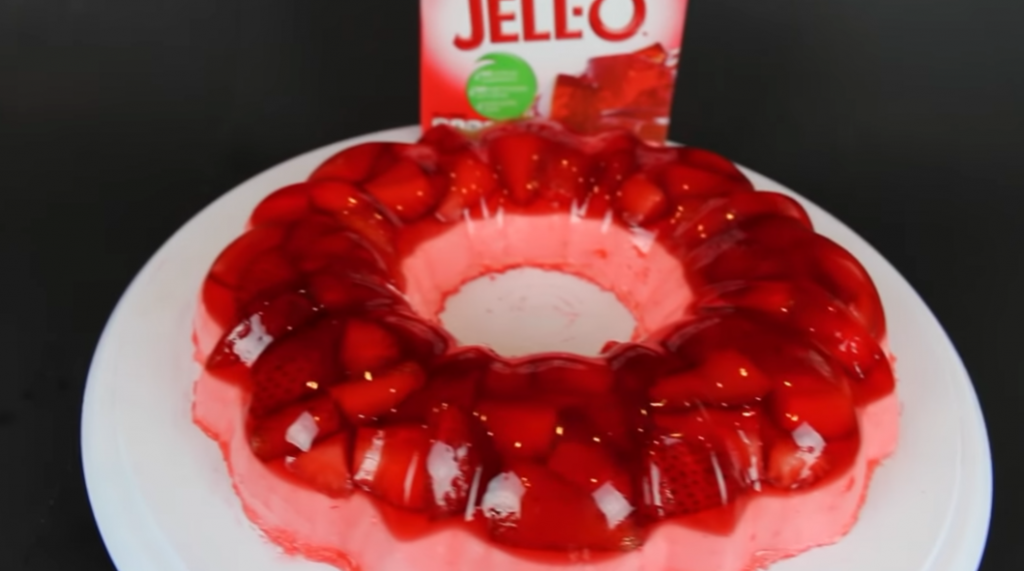 Jelly pudding on a white plate